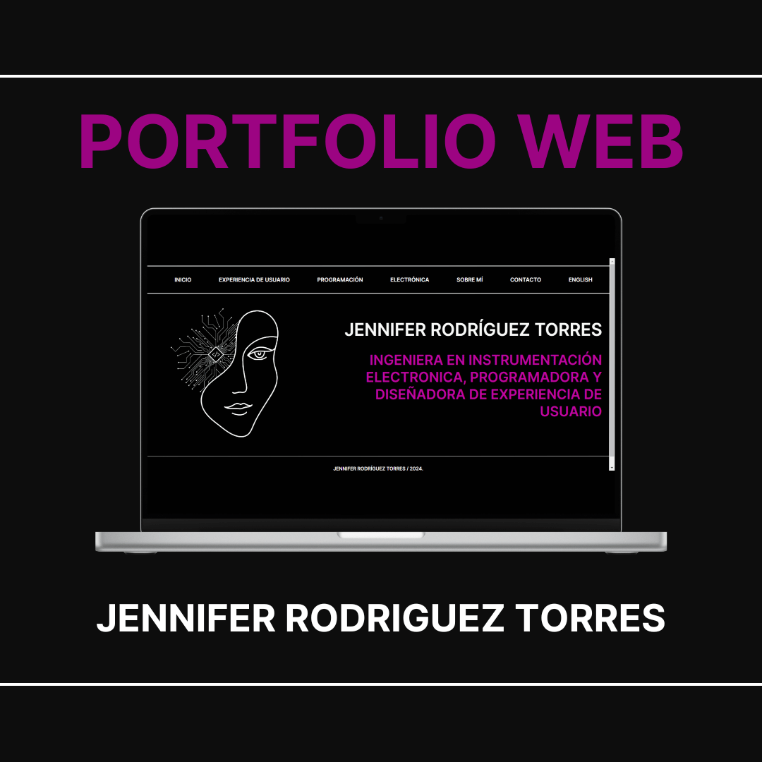 Imagen de una computadora con el sitio web de mi portfolio web de Jennifer Rodriguez Torres